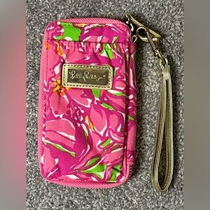 Lilly Pulitzer Pink Floral Phone Wristlet